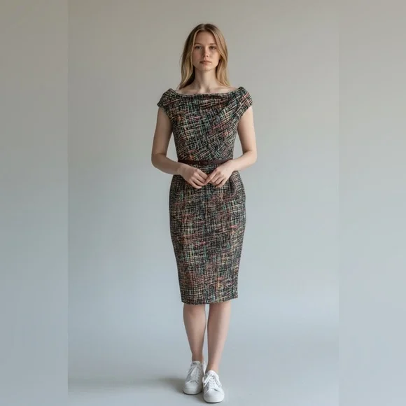Byron Lars Beauty Mark Draped Shoulder Tweed-Inspired Silk Blend Dress – Size 4 - Picture 10 of 10